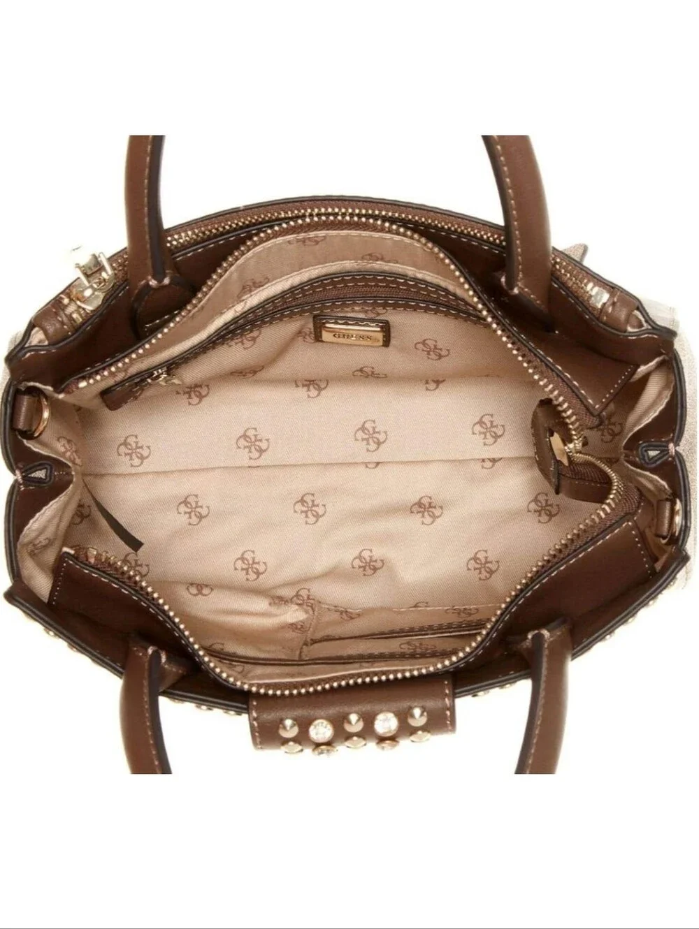 Guess-Bling Society Satchel (Mocha Logo Signature)